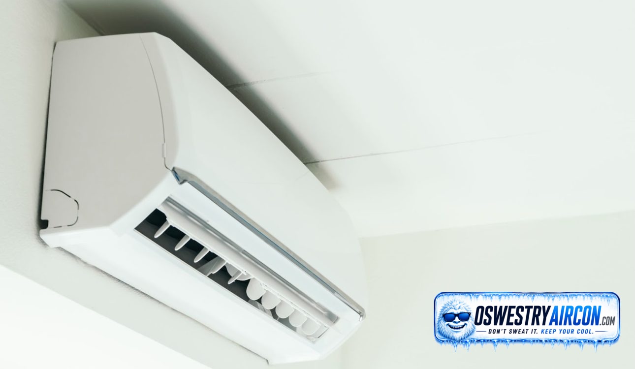 Active wall-mounted AC unit providing cooling in a domestic living space &ndash; Oswestry